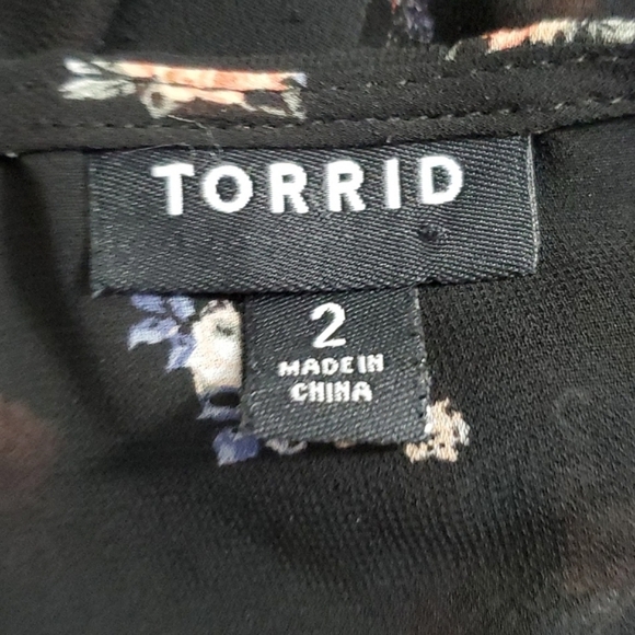 NWOT Torrid Black Floral Semi-Sheer Mini/Midi Dress - Picture 6 of 6